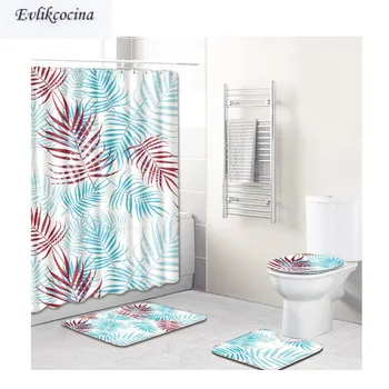 

Free Shipping Blue Red Leaves Casa De Banho Banyo Bathroom Carpet Toilet Bath Mat Set Non Slip Tapis Salle De Bain Alfombra Bano