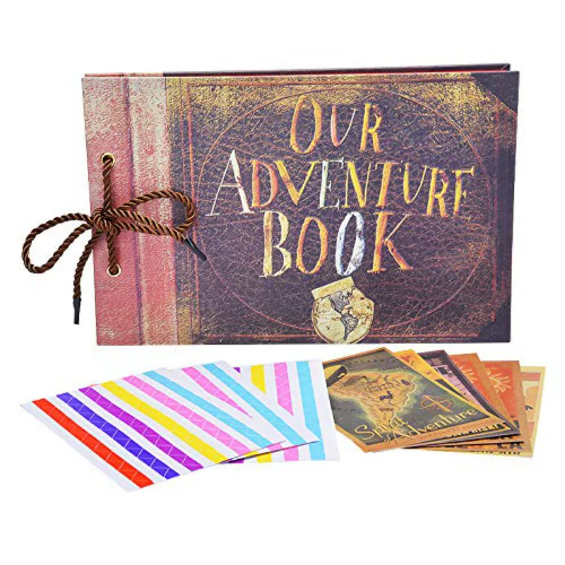 

DIY Handmade Retro Photo Album Adventure Book Wedding Travel Stickers Scrapbook Our & My Adventure Movie Scrapbook Album