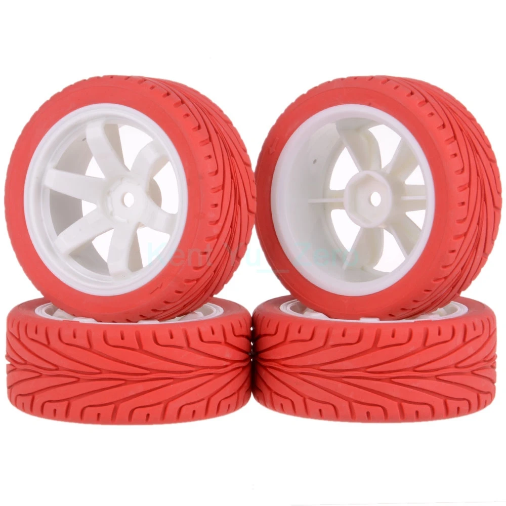 4PCS 12MM Hub HPI Redcat HSP Plastic Wheel Rim & Grip Rubber Tyre,Tires