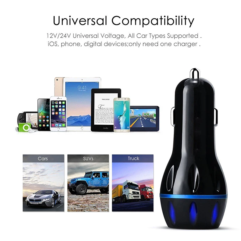 1 шт. новое автомобильное зарядное устройство для быстрой зарядки QC3.0 3.1A 2USB порт