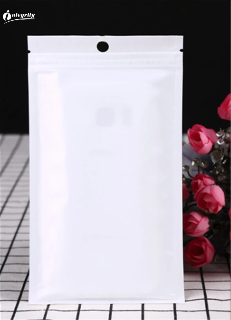 Целостность 500 pcs 15*21 см прозрачный+ белый пакеты с застежкой zip-lock Розничная самозапечатывающийся посылка с отверстием для подвешивания мобильный чехол для телефона сумка для хранения