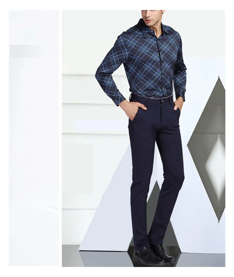 FAISIENS летние мужские брюки размера плюс, большие классические деловые брюки, формальные эластичные Стрейчевые Узкие синие рабочие брюки