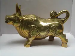 Металл Ремесла Китайское Искусство и Коллекционные латунь статуя, удачи Деньги корова статуя/Скульптура
