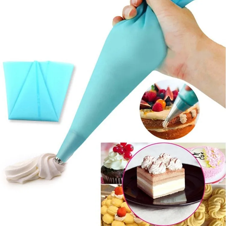 

Ynaayu 1pcs Silicone Cake DIY Tool Cupcake Dessert Decorators Blue Reusable Icing Piping Cream Pastry Bag For Cupcake Decorate