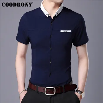 

COODRONY Cotton Shirt Men Business Casual Shirts Spring Summer Short Sleeve Men Shirt Streetwear Camisa Masculina Blouse S96002