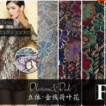 Золотая нить жаккард ткань красочные высокого класса моды печатных ткань жаккард Парча Платье ширина ткани 145 см GD112