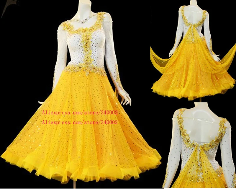 Standard Ballroom Dance Dress Adult 2019 High Quality Elegant Yellow Dance Skirt Waltz Ballroom
