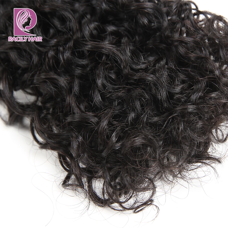 Racily волосы перуанские волосы плетение пряди с фронтальной кружевной застежкой Remy человеческие волосы кудрявые вьющиеся пучки с фронтальной с детскими волосами