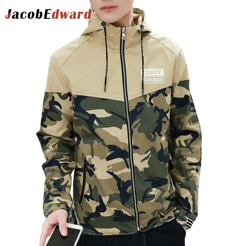 JacobEdward Brand Mens Camouflage Jackets And Coats 2017 European Fashion Casual Camouflag Coats