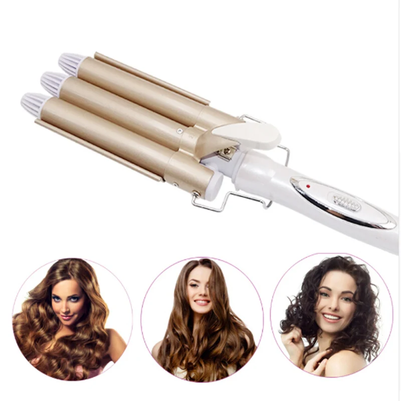 

KM-1010 Authentic Professional 3 Barrel hair Curling Irons Automatic Waves Ceramic curling wand Styling Tools Hair Styler Wand
