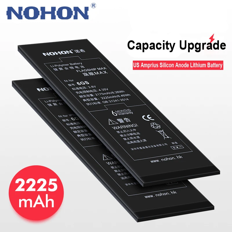 NOHON аккумулятор для iPhone 6s iPhone 6s 2225 mAh аккумулятор высокой емкости для мобильных телефонов бесплатные инструменты номер для отслеживания