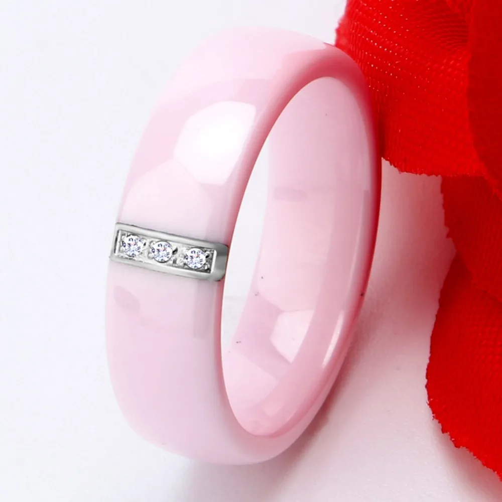 Милый розовый керамический Кристалл Шарм Ювелирный Набор серебряное металлическое кольцо серьги для женщин романтический свадебный Кристалл CZ Любовь Подарки Ювелирные Изделия