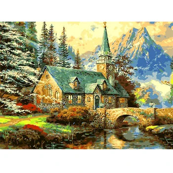 

5D Diy Diamond Painting Cross Stitch Landscape House&Bridge Full Rhinestones Mosaic Inlay Diamond Embroidery Handcraft