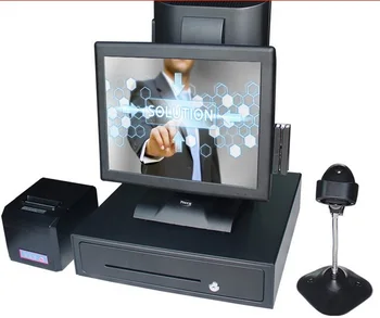 Free shipping 2016 new 15 inch dual screen display touch computer double screen all in one pos system restaurant cash register