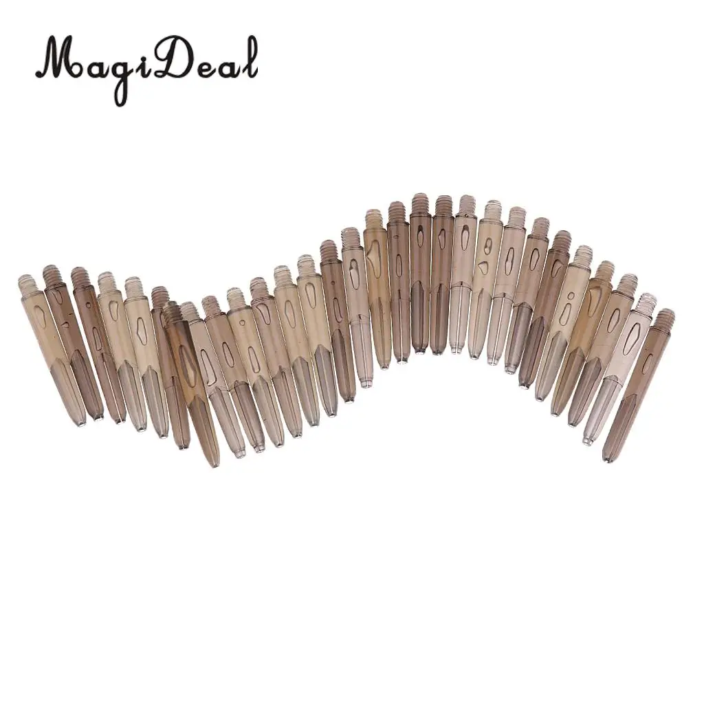 MagiDeal 30 Pieces 35mm 2BA Thread Plastic Re-Grooved Dart Stems Shafts / 6 Colors