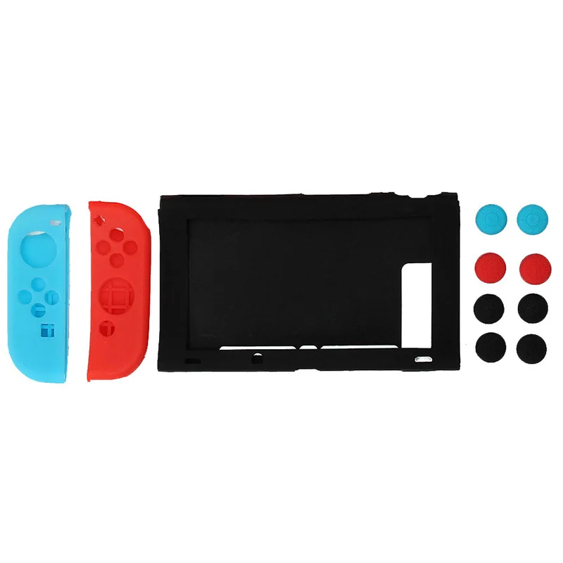 11 в 1 силиконовый чехол, совместимый с консолью nintendo Switch Joycons - Цвет: Черный