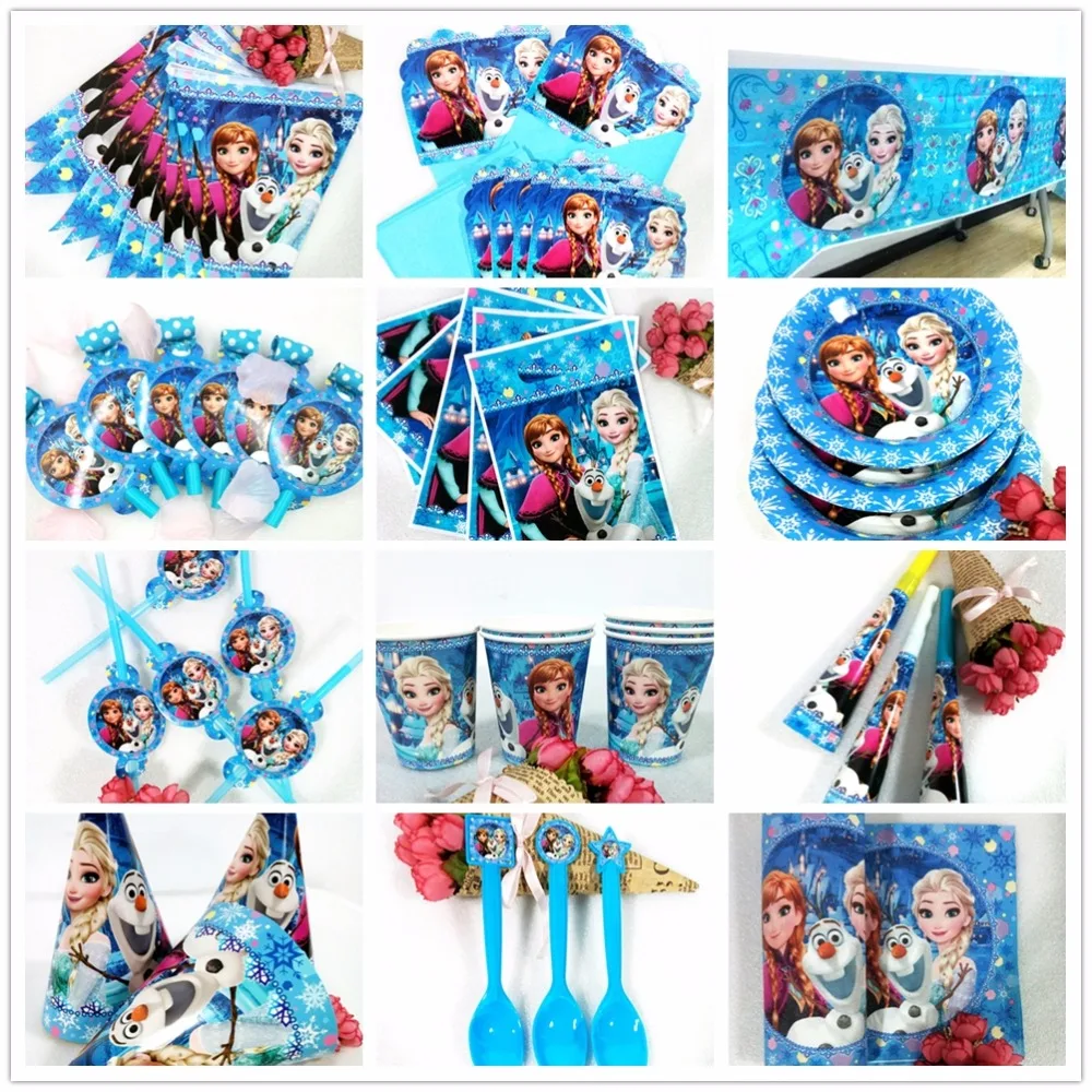 

Disney Frozen Elsa And Anna happy Birthday kids Party Decorations Kids Birthday Party Decoration Set Party Supplies Baby Favor
