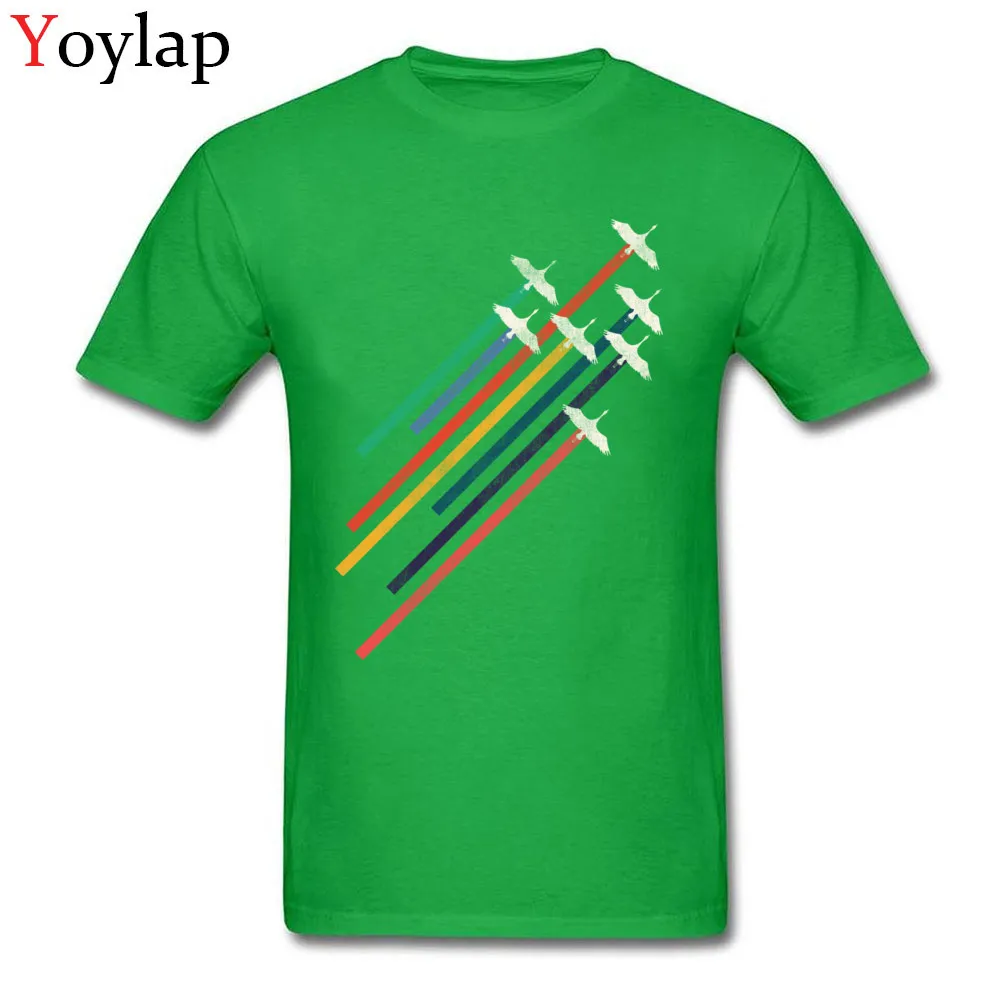 New Design Personalized Short Sleeve Tops Shirts Cranes Autumn Crewneck Cotton Fabric Boy T-shirts Personalized Tee Shirts green
