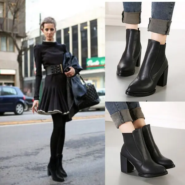 ankle high heel boots outfit