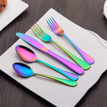 

Flatware Set 20 Piece, Stainless Steel With Titanium Colorful Plated, Multicolor Flatware Set, Silverware, Rainbow Color Cutlery