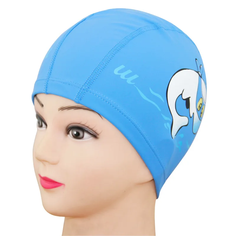 Youyou Малый дельфины Детские Одежда заплыва Кепки защита ушей пляжные шапку для девочек и мальчиков высокая эластичность ПУ мотоциклетный шлем - Цвет: blue dolphins