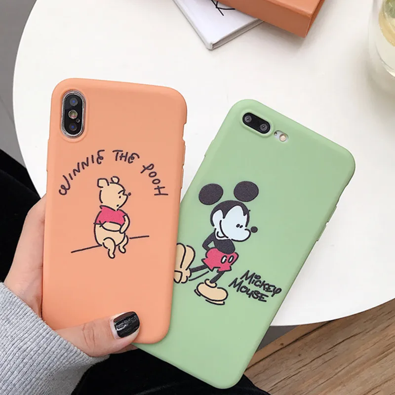 Mickey Mouse Phone Case For iPhone XS Max XR Cute Cartoon Winnie Soft
