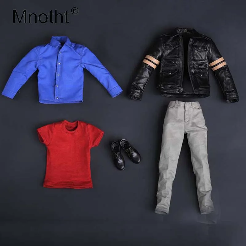 

Mnotht 1/6 Scale Resident Evil 6 Leon Leather suit Male Soldier Suit Clothes Collections For 12in Action Figure Male Body Toys