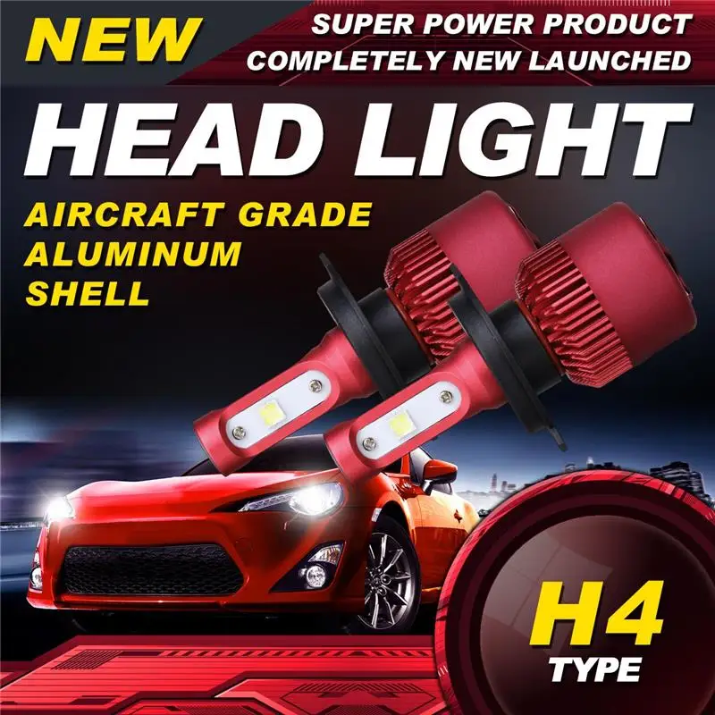 

Auxmart H4 80W LED Car Headlight Bulb Hi lo Beam SMD CREE Chips 9600LM 6500K Auto Headlamp Fog Light 12v 24v