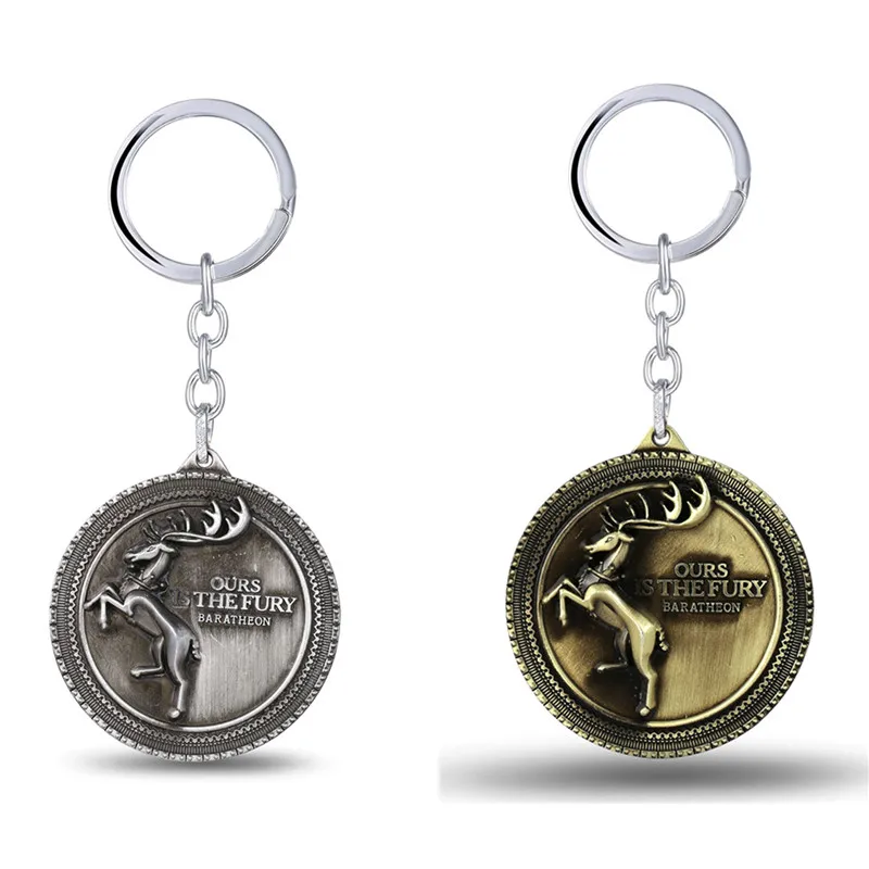 

J Store Game of Thrones Keychain House Baratheon Family Signs Bronze Key Ring Chains for Men Jewelry Fashion Car Accesssories