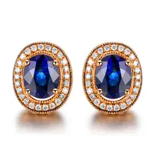 GVBORI 2,15 карат Сапфир 18 К розовое золото серьги женские модные серьги Специальный подарок для свадьбы