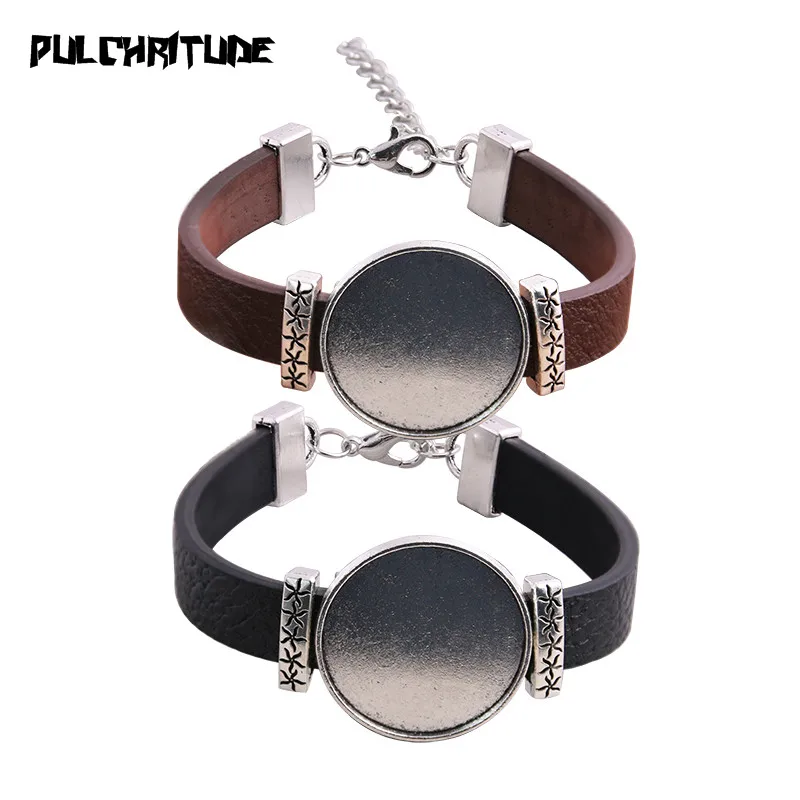 

1pcs PU Bracelets Bangles Base Setting Cuff Blank Trays Brazel Fit 25mm Glass Cameo Dome Cabochon DIY Jewelry Findings P6746