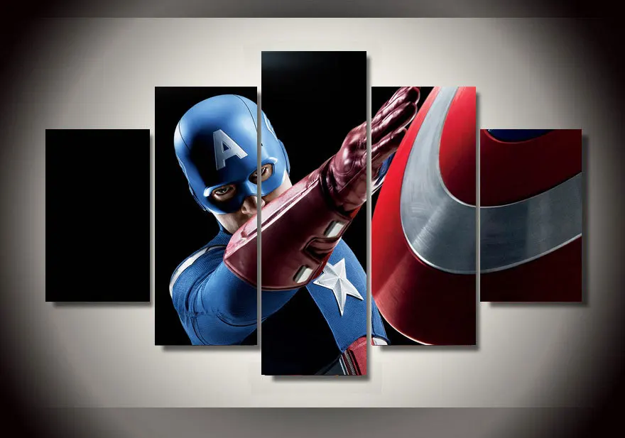HD Printed Captain America Group Painting wall art Canvas Print room ...