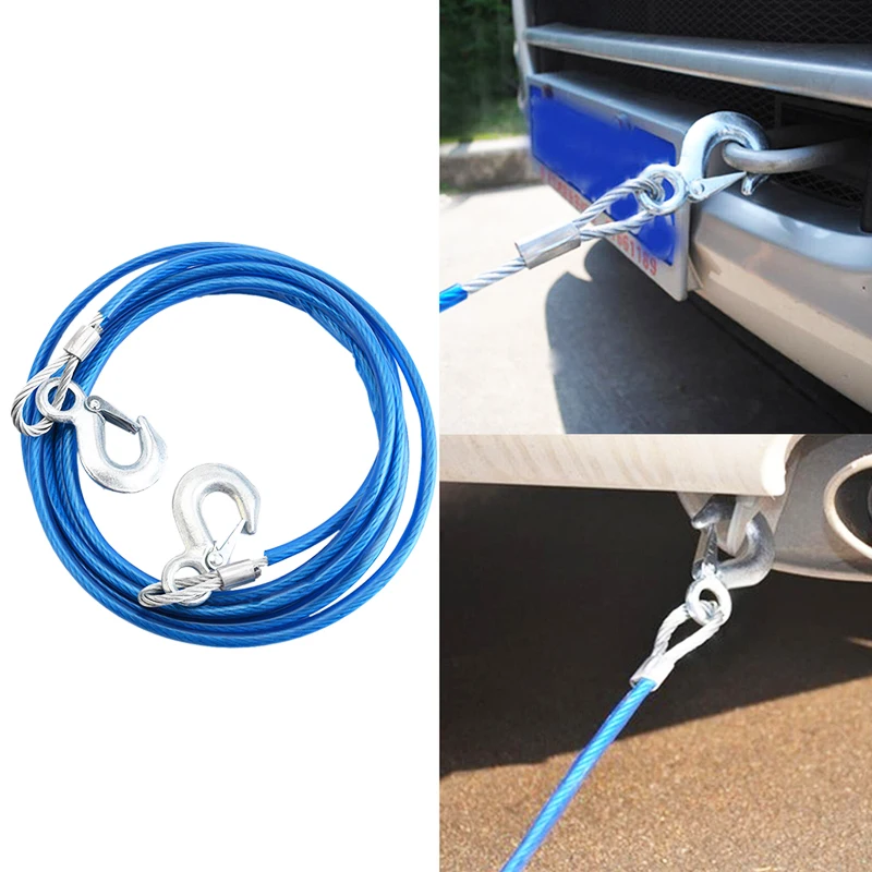 4M 3Tons Heavy Duty Emergency Tow Ropes Wire Cable High Strength Safety