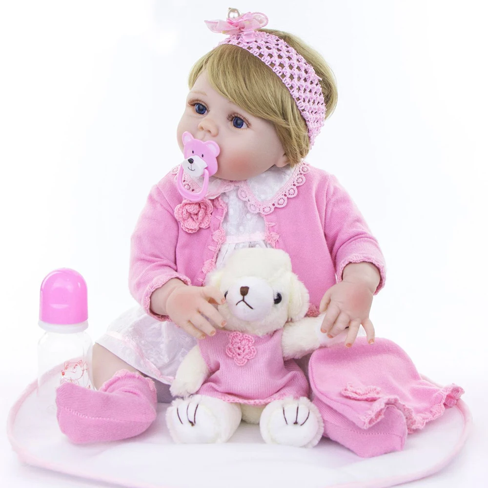 Bebes Reborn для принцессы девочки куклы 23 ''полное Силиконовое боди парик с