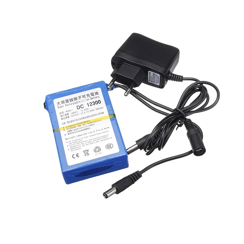 

DC 12 V 3000 mAh Li-lon DC12V Super Rechargeable Battery + AC Charger + explosion-proof switch US / EU / UK Plug