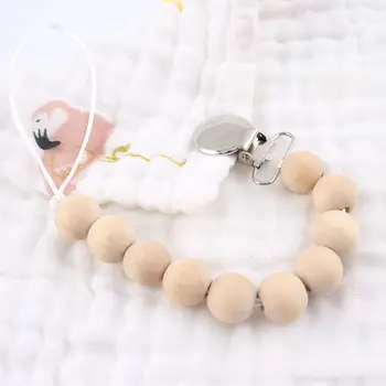 

1PC Maple Wooden Pacifier Clip Chain For Baby Feeding Dummy Chain Binky Clip Rodent For Kid Goods Wooden Beads Pacifier pendant
