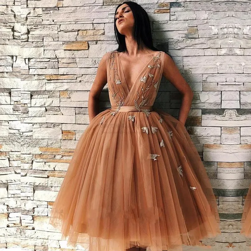

robe de cocktail courte Formal Dress ever pretty robe cocktail A line Puffy Prom Gowns Custom Appliques abiye gece elbisesi