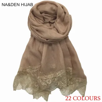 

2018 hot sell winter scarfs lace solid women scarves muslim hijab gorgeous bandana silk scarf independence packing100pcs