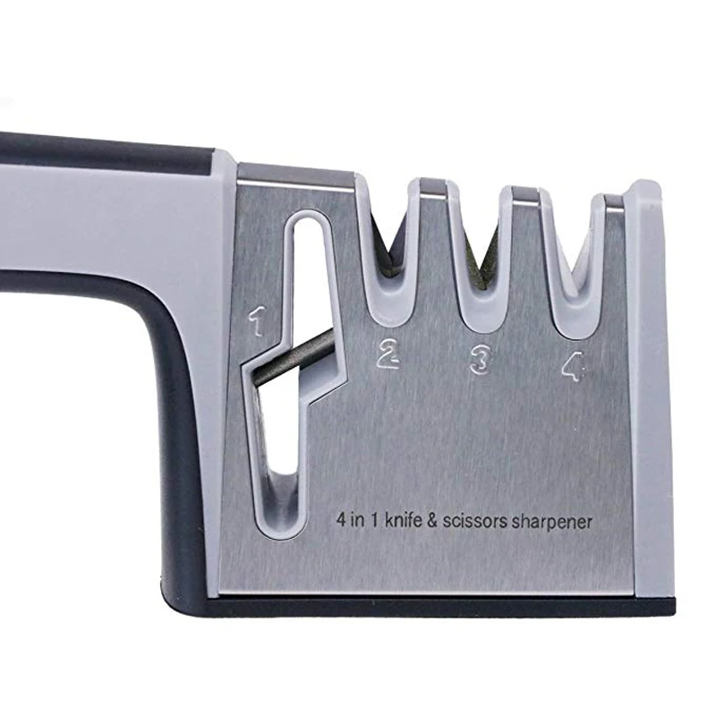 4 in 1 Scissor and Knife Sharpener Stainless Steel Ceramic Sharpening Stone Professional Manual Diamond Sharpener Kitchen Tools 4