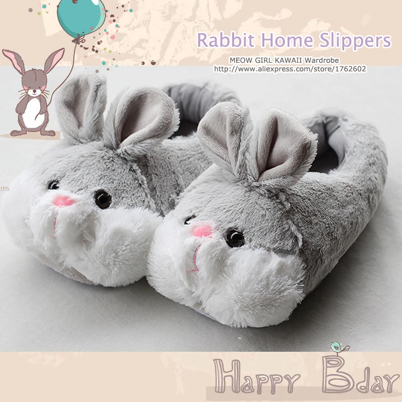 grey rabbit slippers