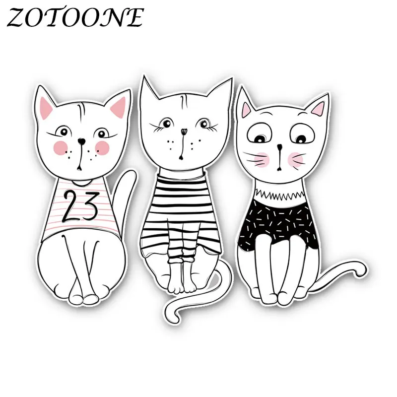 

ZOTOONE Iron on Transfers Patch for Clothing Animal Cute Cat Applique on Clothes Thermo Stickers Heat Transfers for Clothes E