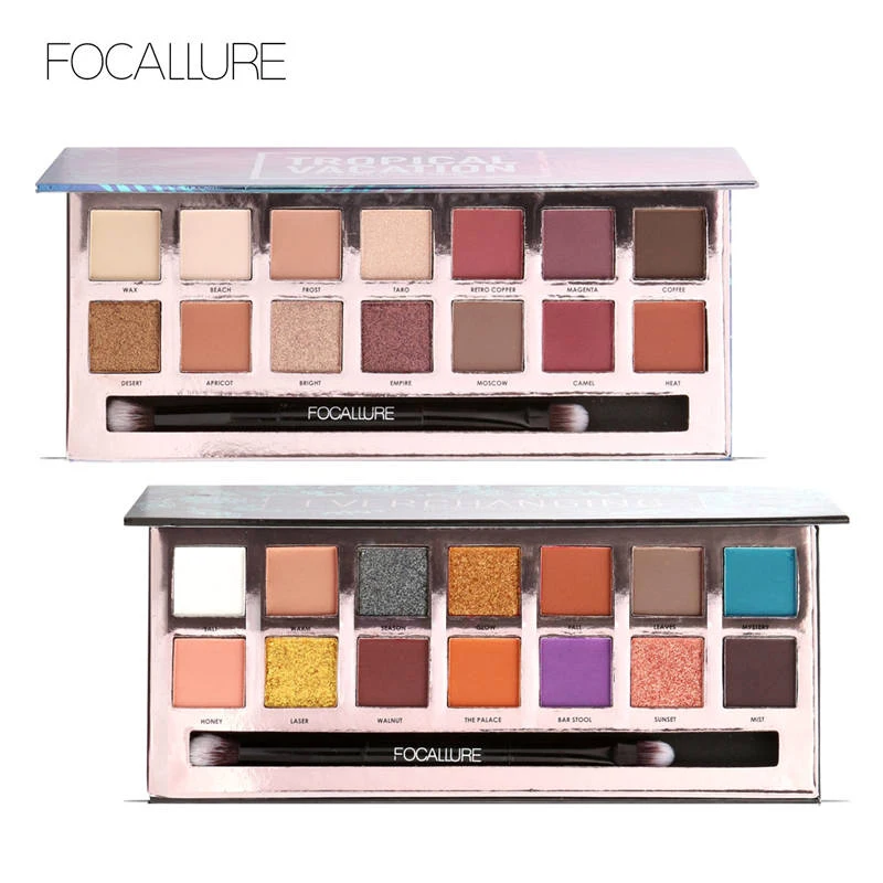 

Focallure Brand Makeup Glitter Eyeshadow Palette Metallic Color Pigment Shimmer Cosmetics 14Colors Matte Eye Shadow maquiagem