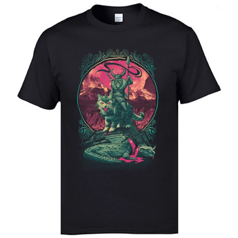 

2019 Newest Men's Cool T Shirts O Neck 100% Cotton Printed Tops Tees Summer Fall Custom T Shirt Viking Ragnar Victory Tshirts