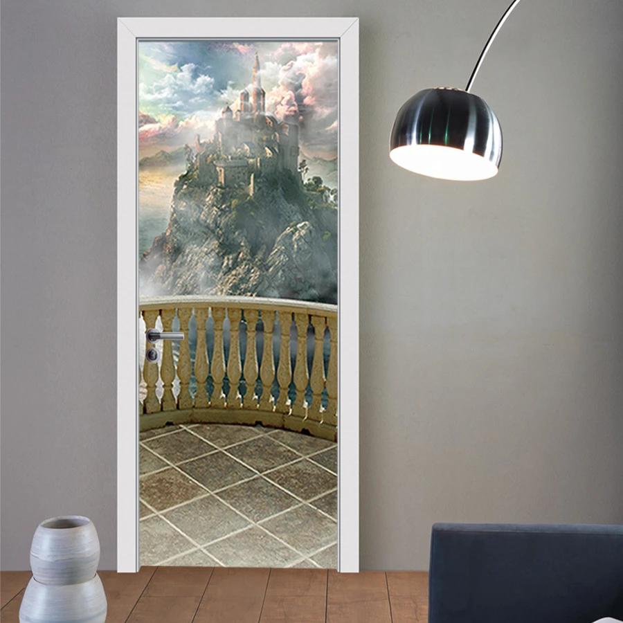 3D Fake Window Balcony Scenery Self-Adhesive Bedroom Door Murals Wall Stickers