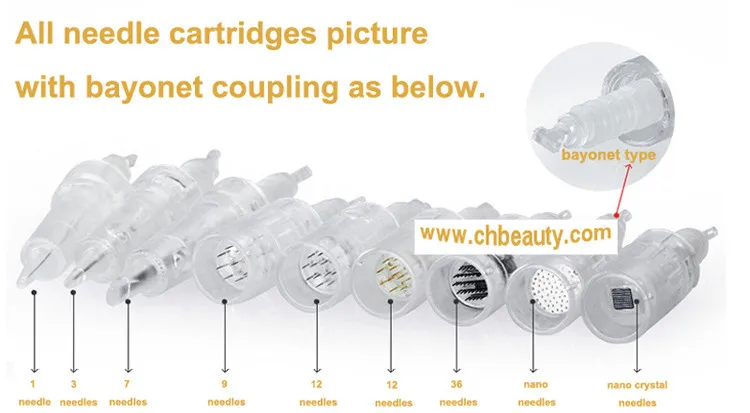 All needle cartridges with bayonet coupling