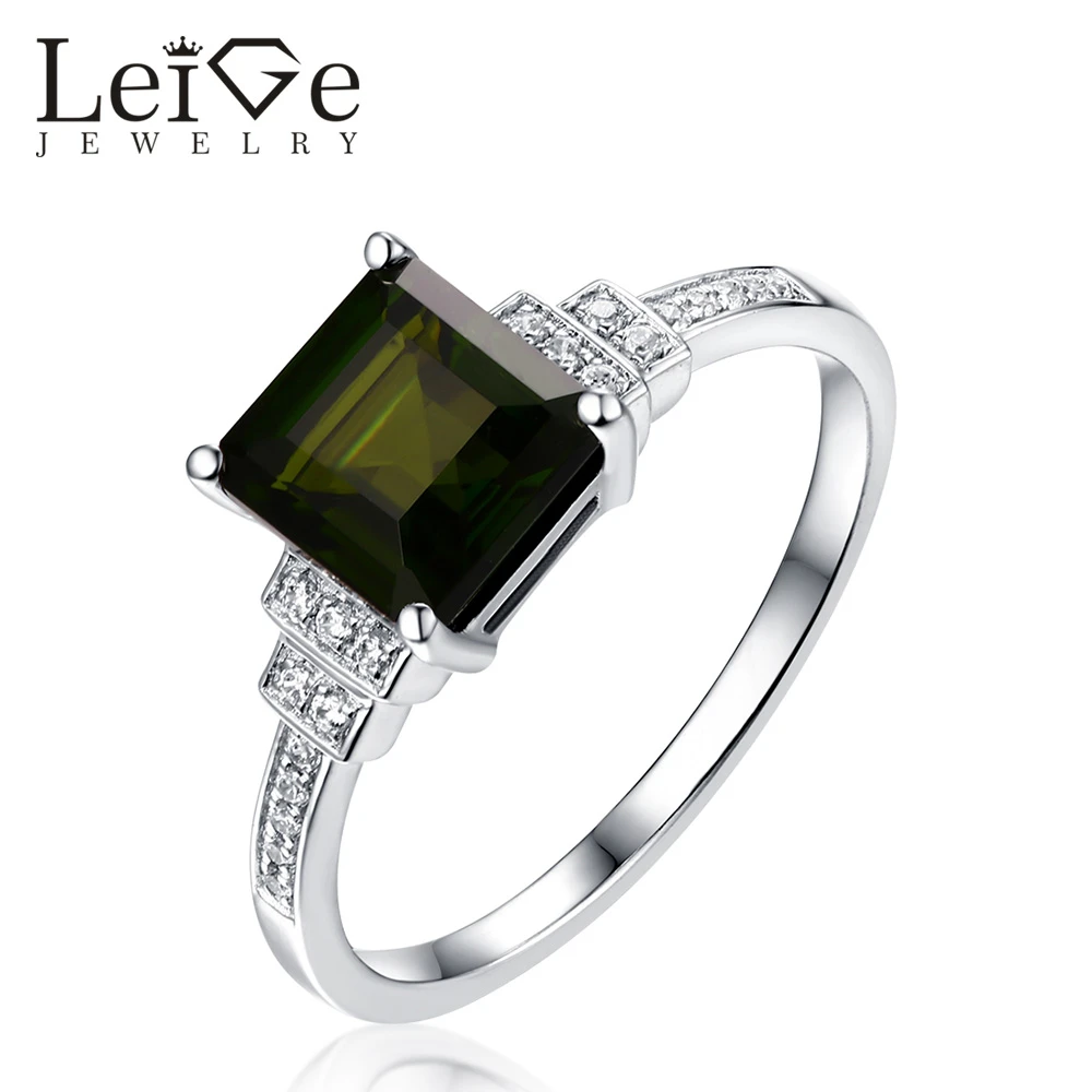 Leige Jewelry Dark Green Diopside Ring Sterling Silver Square Cut Anniversary Promise Rings For Women Romantic Christmas Gift Ring For Rings For Womenring Sterling Aliexpress