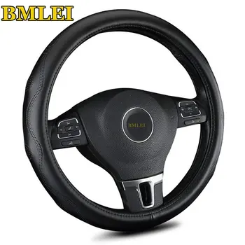 

Genuine Leather Steering Wheel Cover Massage Breathable Design Sterering-Wheel Covers Comfortable Anti Slip Auto Accessories