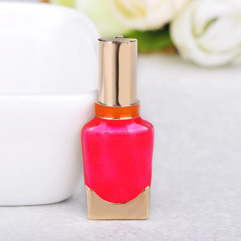 Blucome Creative Nail Polish Shape Brooch Gold Color Fashion Jewelry Pin Women Girl Backpack Clothing Coat Scarf Accessories Hot