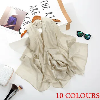 

Hot sale Women scarf Solid Color foulard satin flax plain scarf fashion silk high quality muslim head scarf hijab 10pcs/lot