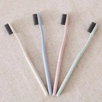 

Hot Portable Travel Toothbrush Soft Bamboo Charcoal Wheat Stalk Handle Oral Care Nano-antibacterial Toothbrush Mini Heads wyt77